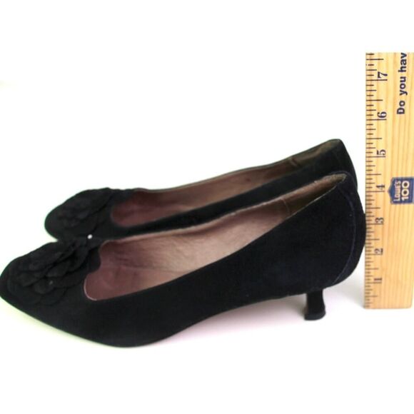 Donald Pliner BLACK GENUINE LEATHER SUEDE LOW HEEL CLASSIC PUMP SHOES Size 9M - Picture 8 of 11
